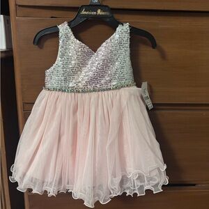 12m Sequin Bodice Pink Tulle Party Dress